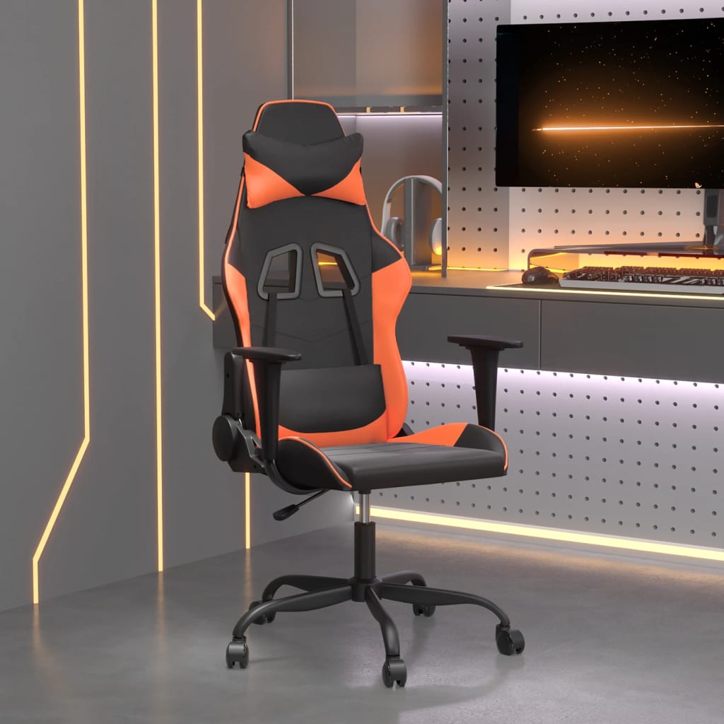 vidaXL Gaming-Stuhl mit Massagefunktion Schwarz und Blau Kunstleder