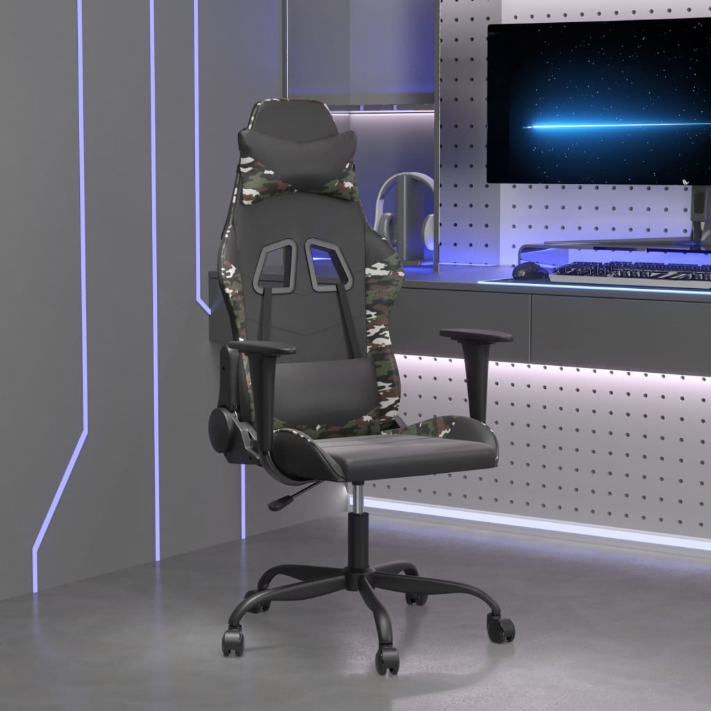vidaXL Gaming-Stuhl mit Massagefunktion Schwarz und Blau Kunstleder