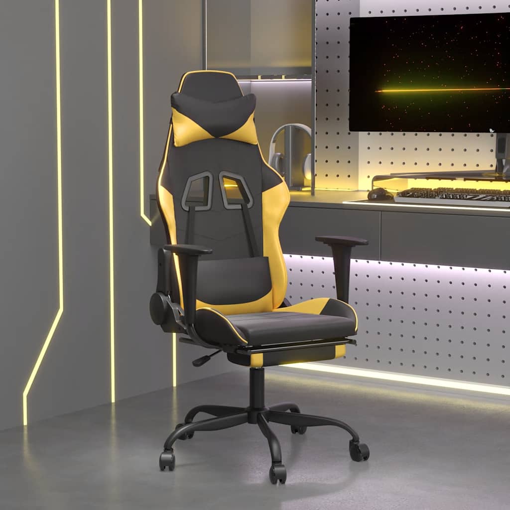 vidaXL Gaming-Stuhl mit Massagefunktion Schwarz und Blau Kunstleder