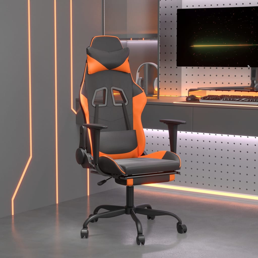 vidaXL Gaming-Stuhl mit Massagefunktion Schwarz und Blau Kunstleder