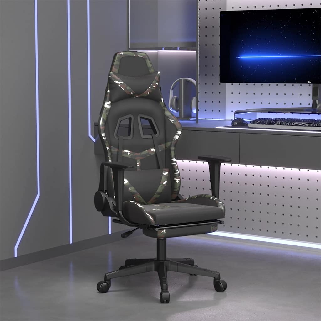 vidaXL Gaming-Stuhl mit Massagefunktion Schwarz und Blau Kunstleder