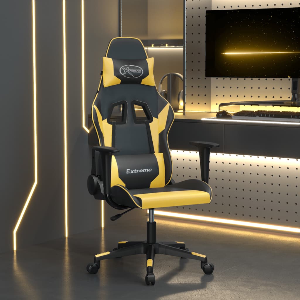 vidaXL Gaming-Stuhl mit Massagefunktion Schwarz und Blau Kunstleder