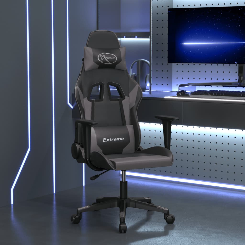 vidaXL Gaming-Stuhl mit Massagefunktion Schwarz und Blau Kunstleder