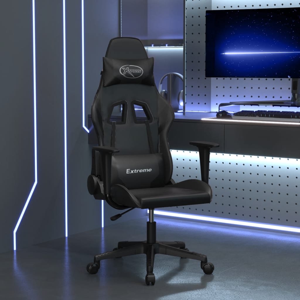vidaXL Gaming-Stuhl mit Massagefunktion Schwarz und Blau Kunstleder