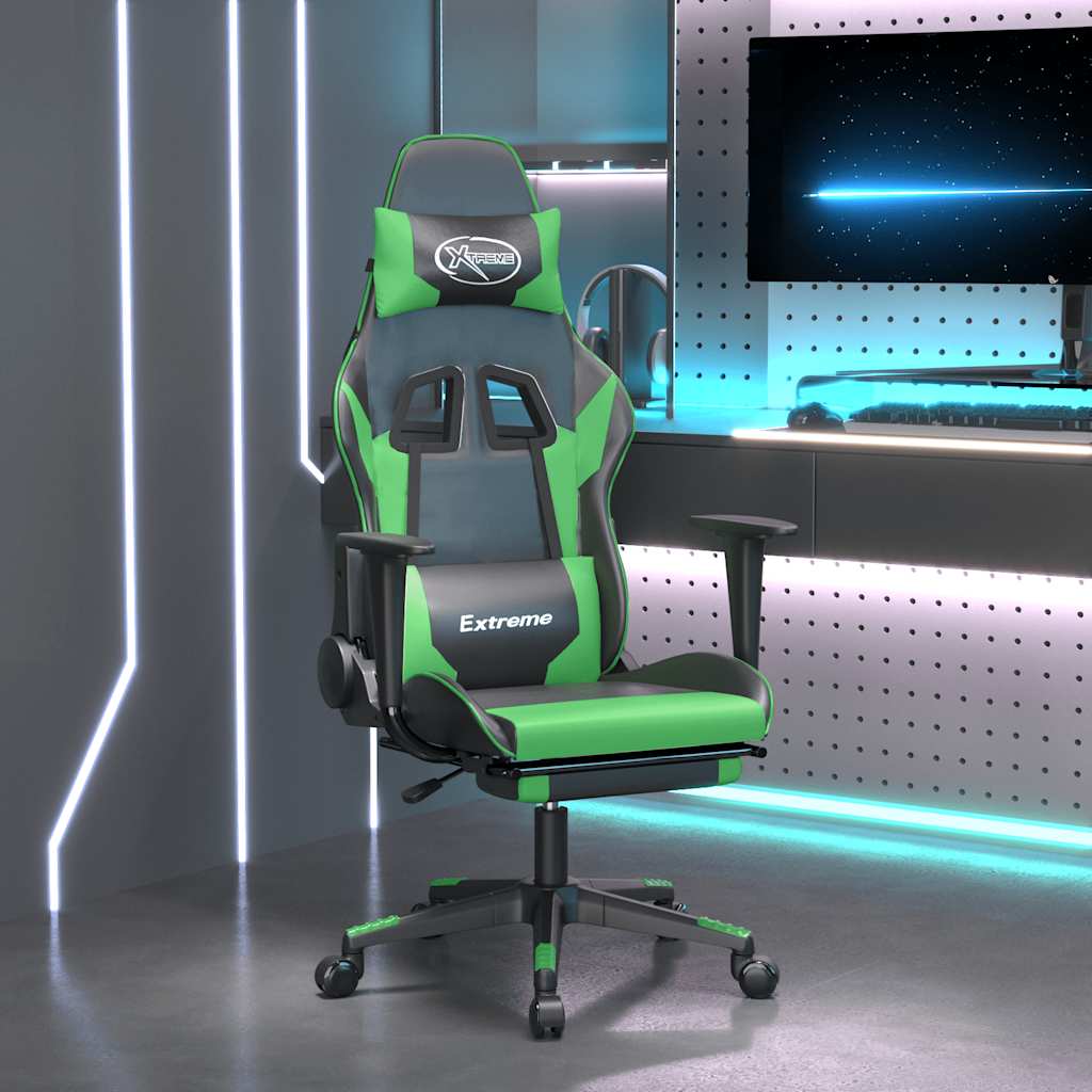 vidaXL Gaming-Stuhl mit Massagefunktion Schwarz und Blau Kunstleder