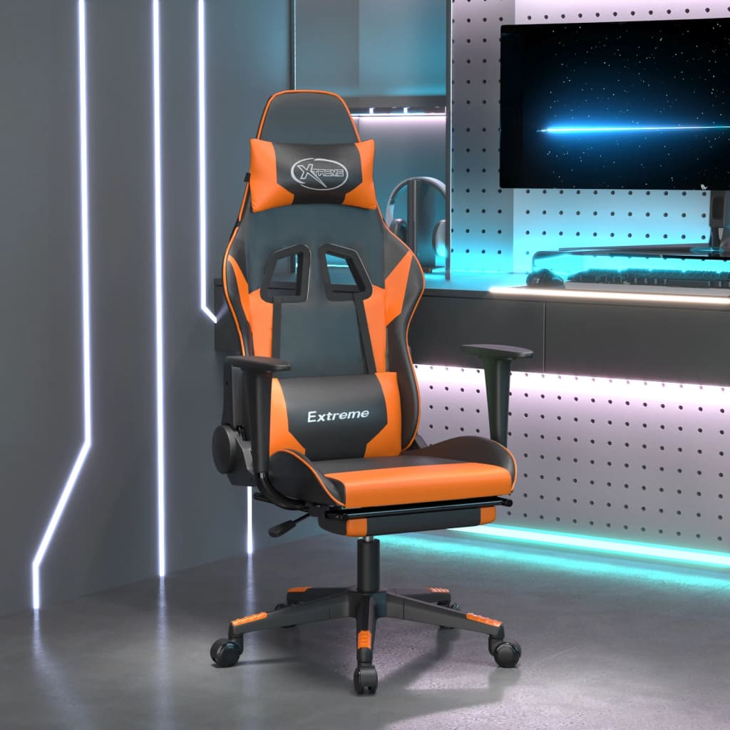 vidaXL Gaming-Stuhl mit Massagefunktion Schwarz und Blau Kunstleder