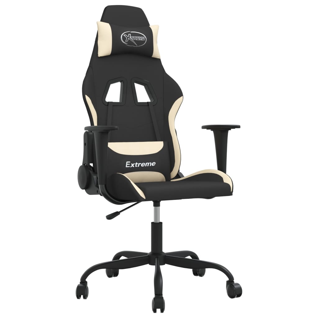 vidaXL Gaming-Stuhl mit Massagefunktion Schwarz und Creme Stoff