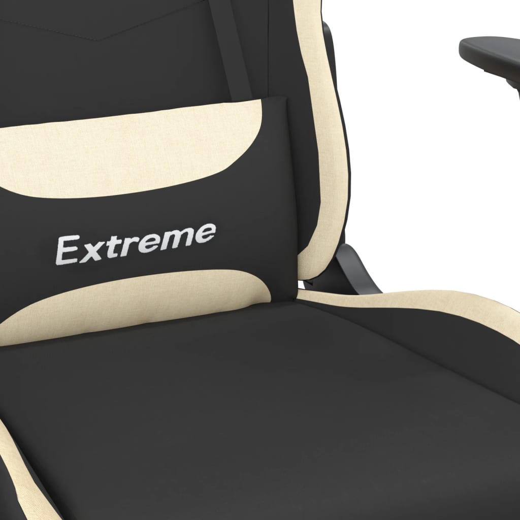 vidaXL Gaming-Stuhl mit Massagefunktion Schwarz und Creme Stoff