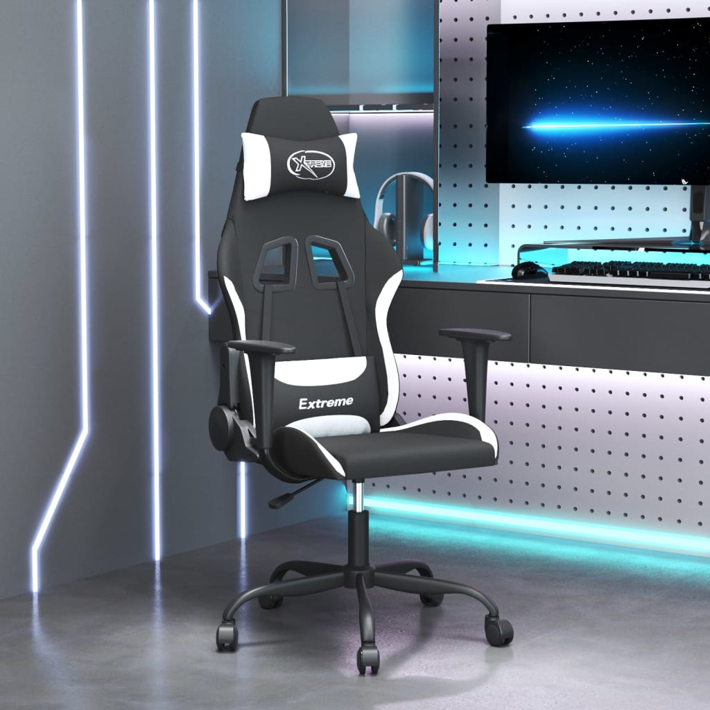 vidaXL Gaming-Stuhl mit Massagefunktion Schwarz und Creme Stoff