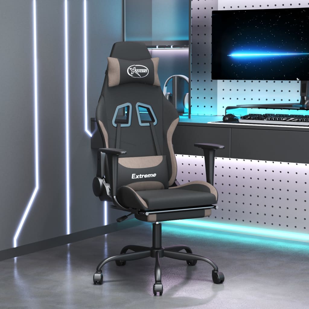 vidaXL Gaming-Stuhl mit Massagefunktion Schwarz und Creme Stoff