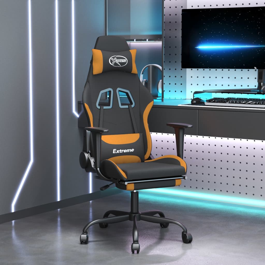 vidaXL Gaming-Stuhl mit Massagefunktion Schwarz und Creme Stoff