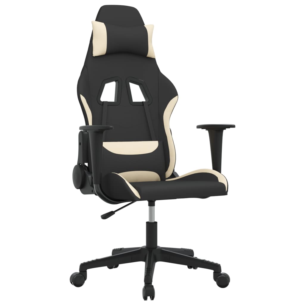 vidaXL Gaming-Stuhl mit Massagefunktion Schwarz und Creme Stoff