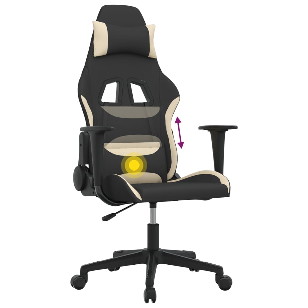 vidaXL Gaming-Stuhl mit Massagefunktion Schwarz und Creme Stoff