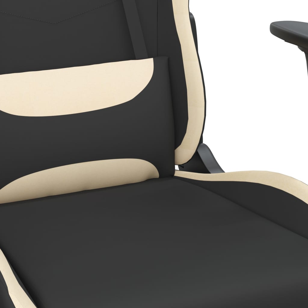 vidaXL Gaming-Stuhl mit Massagefunktion Schwarz und Creme Stoff