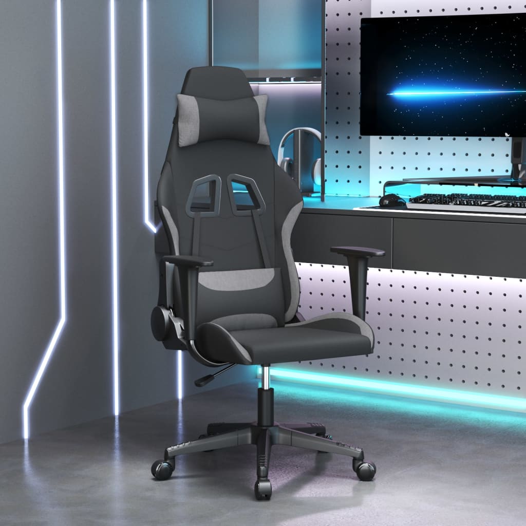 vidaXL Gaming-Stuhl mit Massagefunktion Schwarz und Creme Stoff