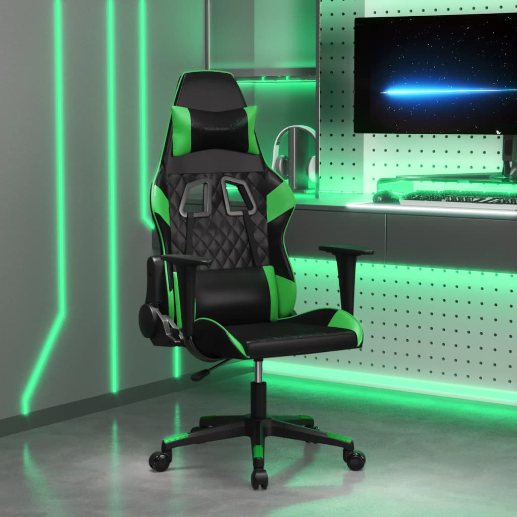 vidaXL Gaming-Stuhl mit Massagefunktion Schwarz und Blau Kunstleder