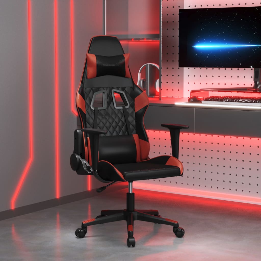 vidaXL Gaming-Stuhl mit Massagefunktion Schwarz und Blau Kunstleder