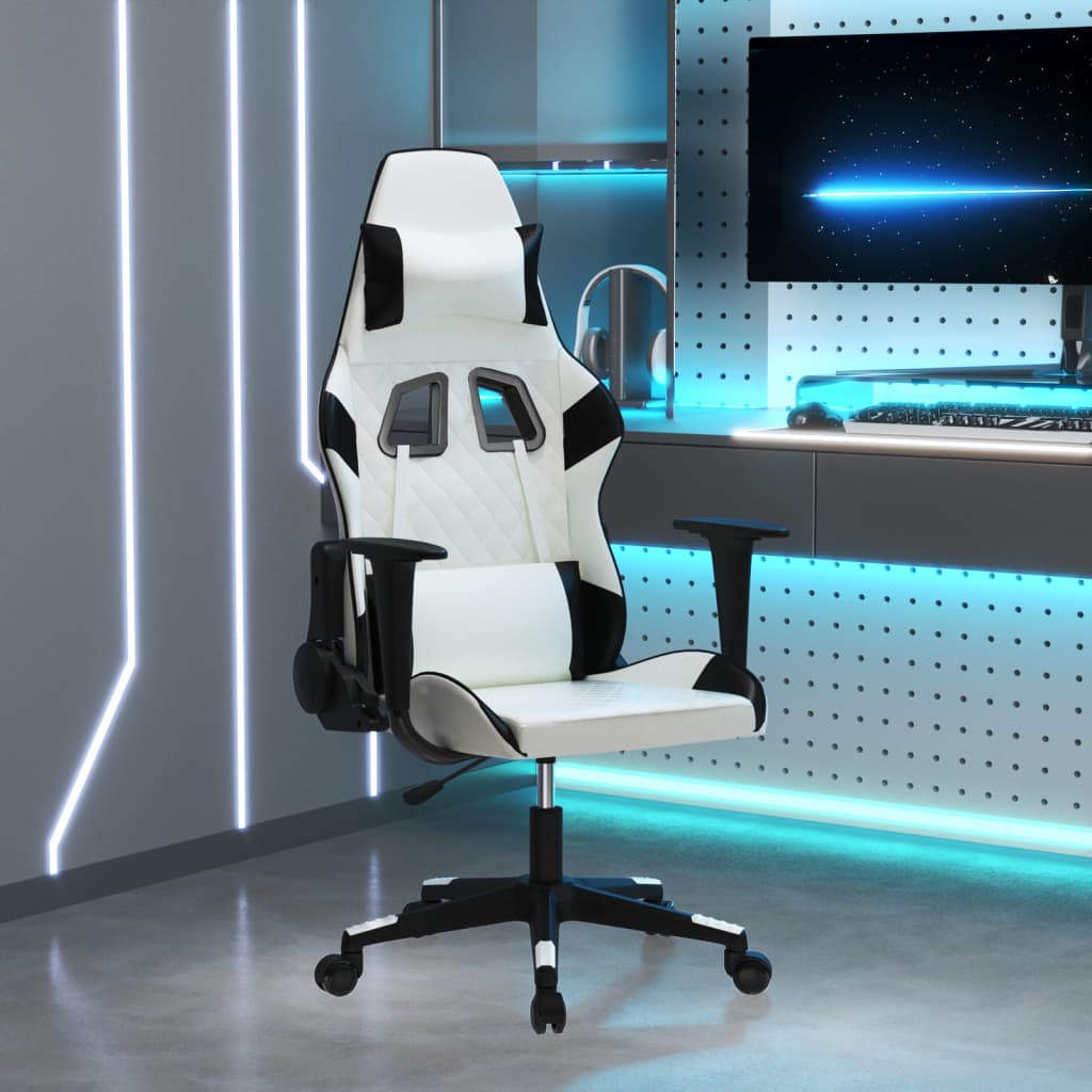 vidaXL Gaming-Stuhl mit Massagefunktion Schwarz und Blau Kunstleder