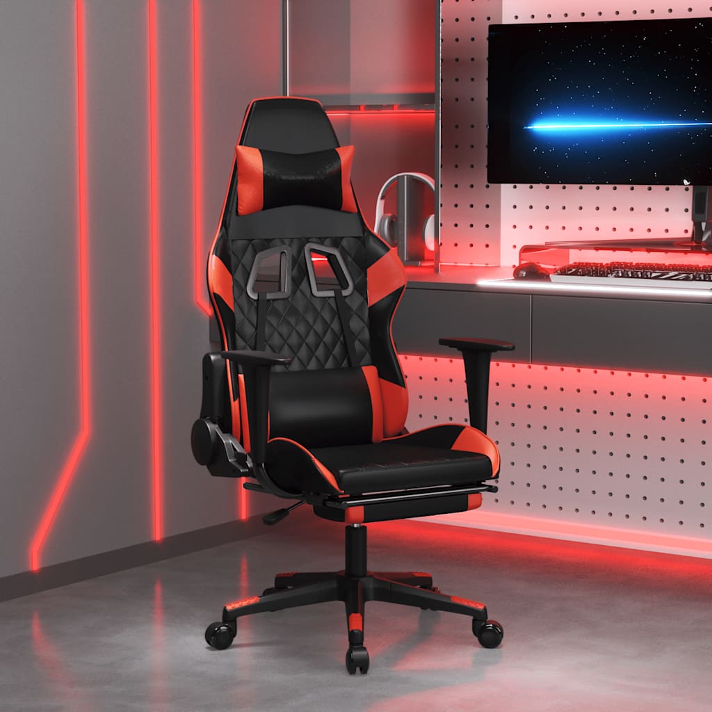 vidaXL Gaming-Stuhl mit Massagefunktion Schwarz und Blau Kunstleder