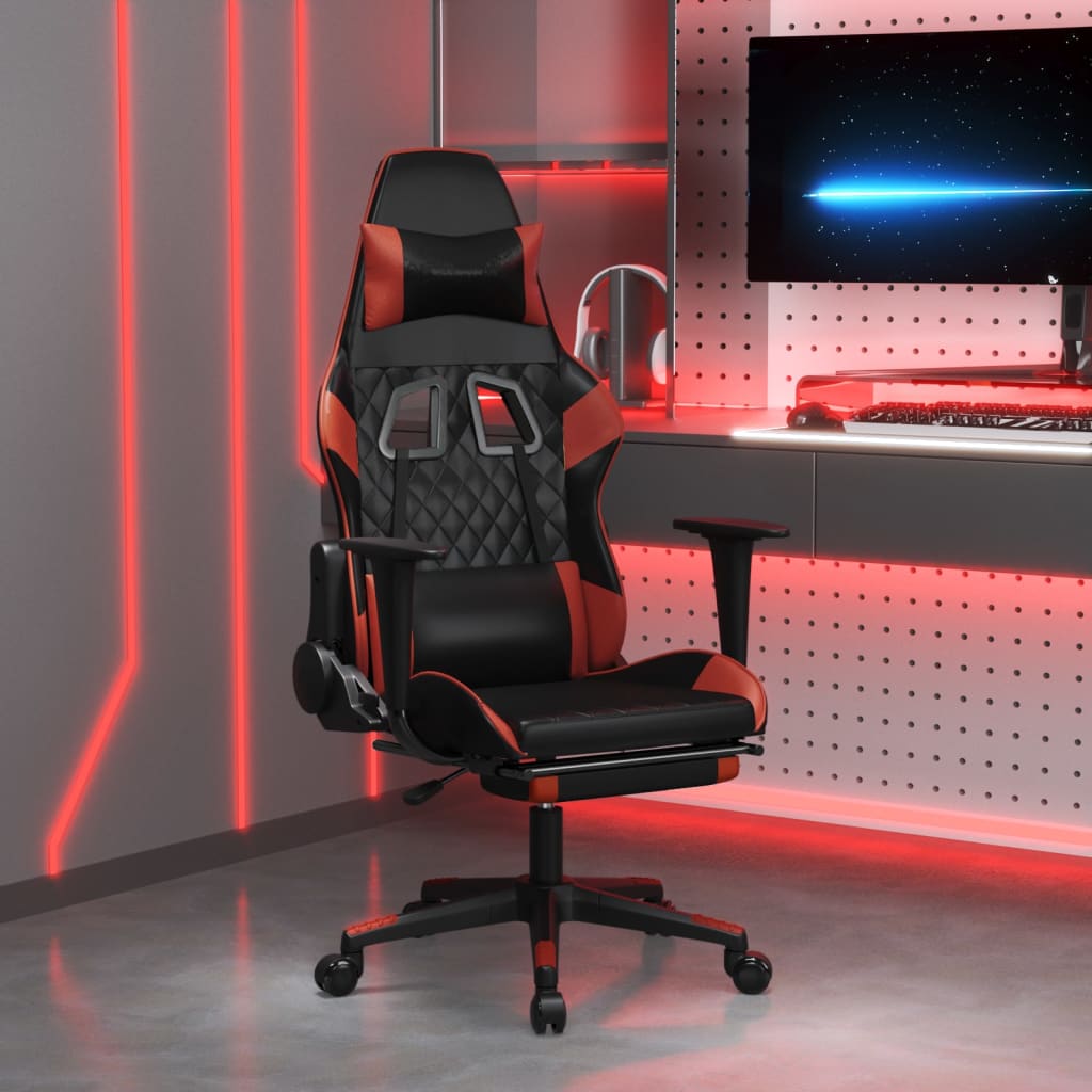 vidaXL Gaming-Stuhl mit Massagefunktion Schwarz und Blau Kunstleder