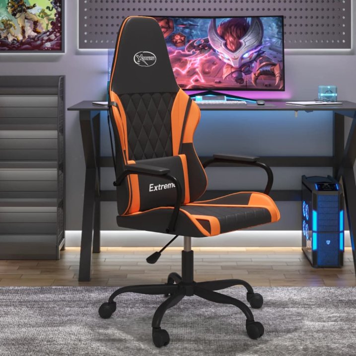 vidaXL Gaming-Stuhl mit Massagefunktion Schwarz und Blau Kunstleder