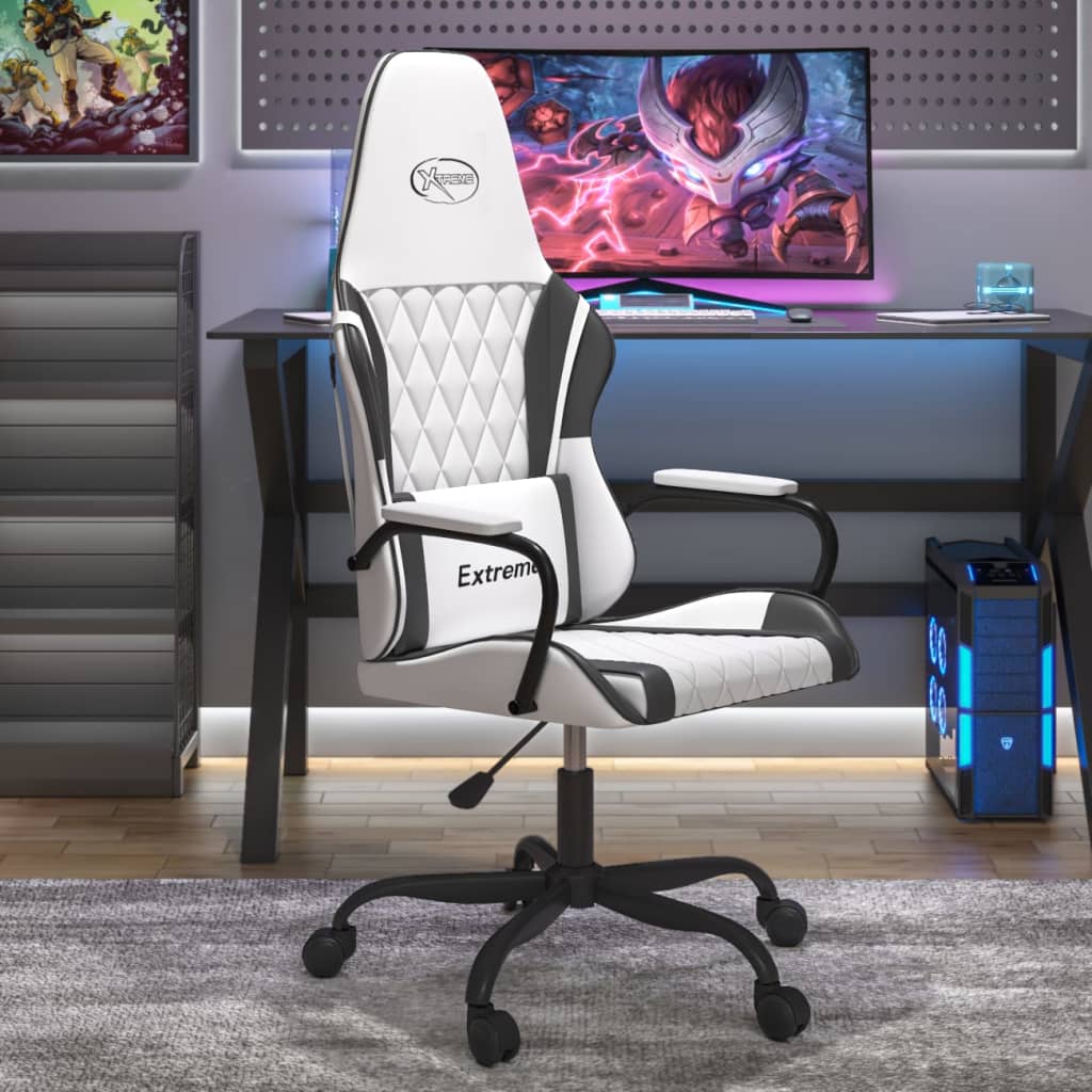 vidaXL Gaming-Stuhl mit Massagefunktion Schwarz und Blau Kunstleder