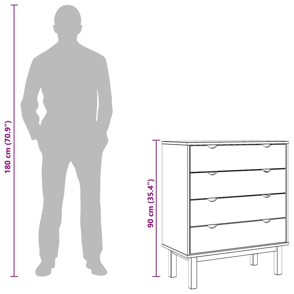 vidaXL Schubladenschrank OTTA 76,5x39,5x90 cm Massivholz