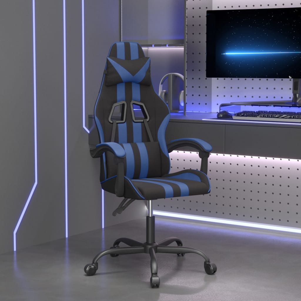 vidaXL Gaming-Stuhl Drehbar Schwarz und Blau Kunstleder