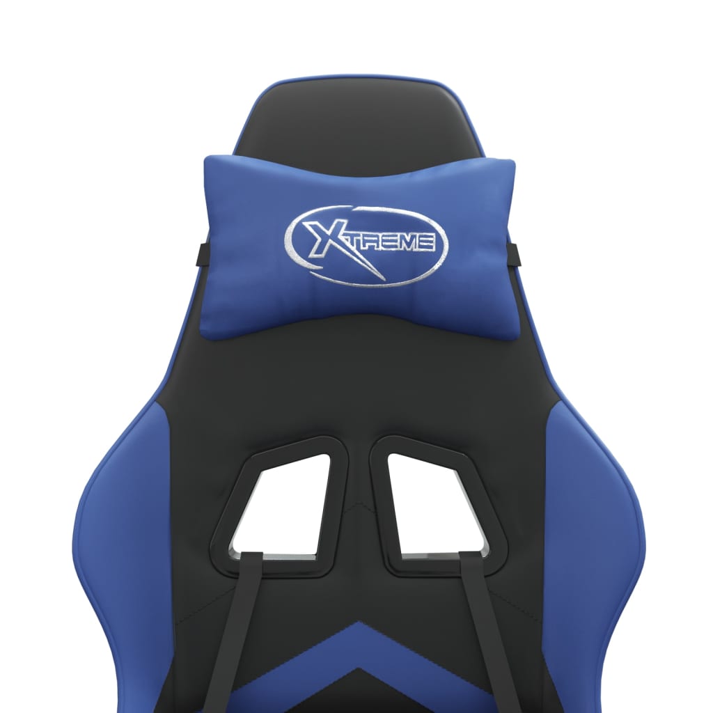 vidaXL Gaming-Stuhl Drehbar Schwarz und Blau Kunstleder