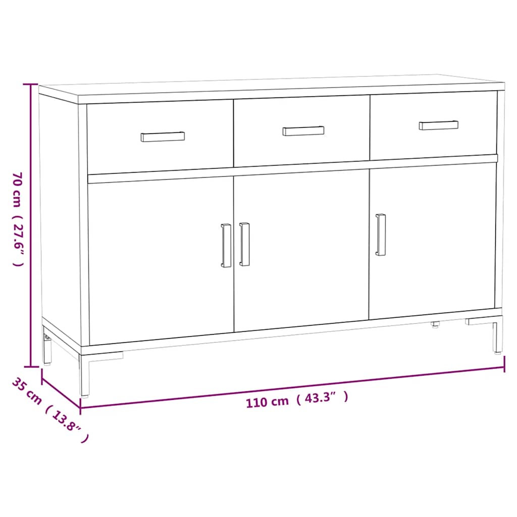 vidaXL Sideboard Braun 110x35x70 cm Massivholz Kiefer
