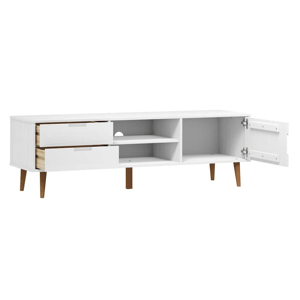 vidaXL TV-Schrank MOLDE Weiß 158x40x49 cm Massivholz Kiefer