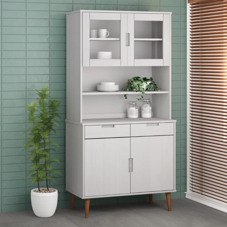 vidaXL Highboard-Oberteil MOLDE Grau 90x35x100 cm Massivholz Kiefer