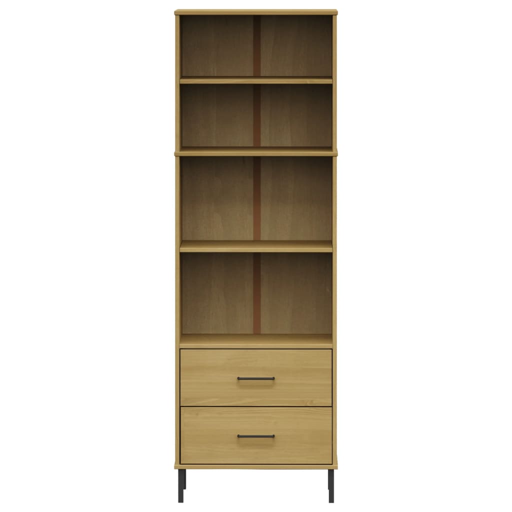 vidaXL Bücherregal OSLO mit 2 Schubladen Braun 60x35x180 cm Massivholz