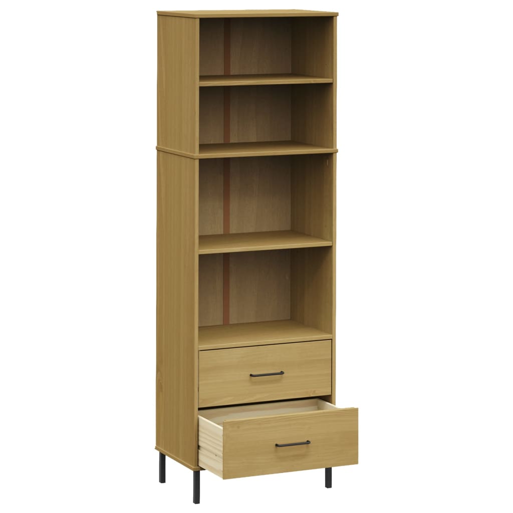 vidaXL Bücherregal OSLO mit 2 Schubladen Braun 60x35x180 cm Massivholz