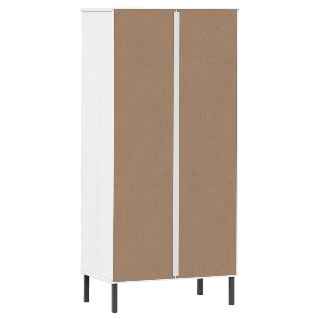 vidaXL Bücherregal OSLO mit 2 Schubladen Weiß 60x35x128,5cm Massivholz