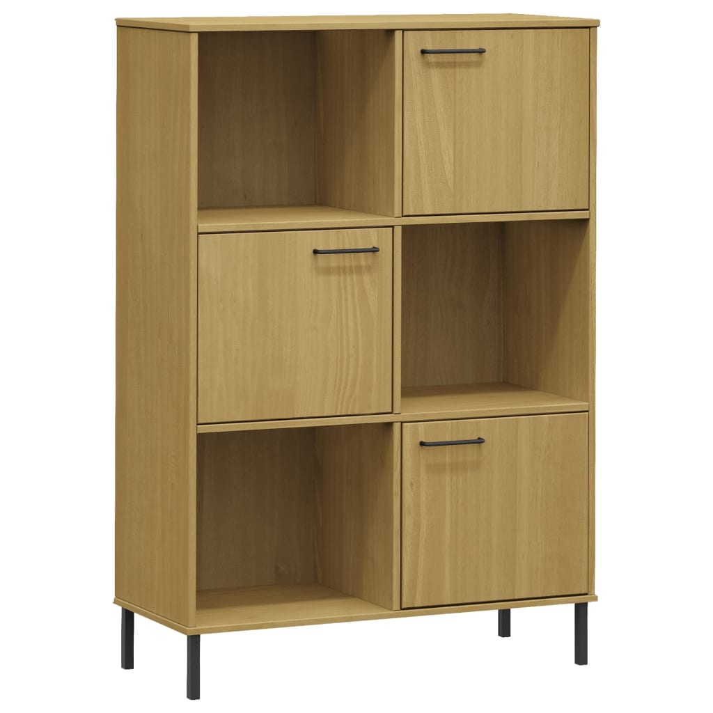 vidaXL Bücherregal OSLO Metallbeine Braun 90x35x128,5 cm Massivholz