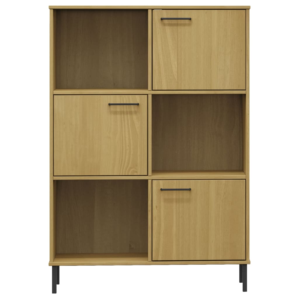 vidaXL Bücherregal OSLO Metallbeine Braun 90x35x128,5 cm Massivholz