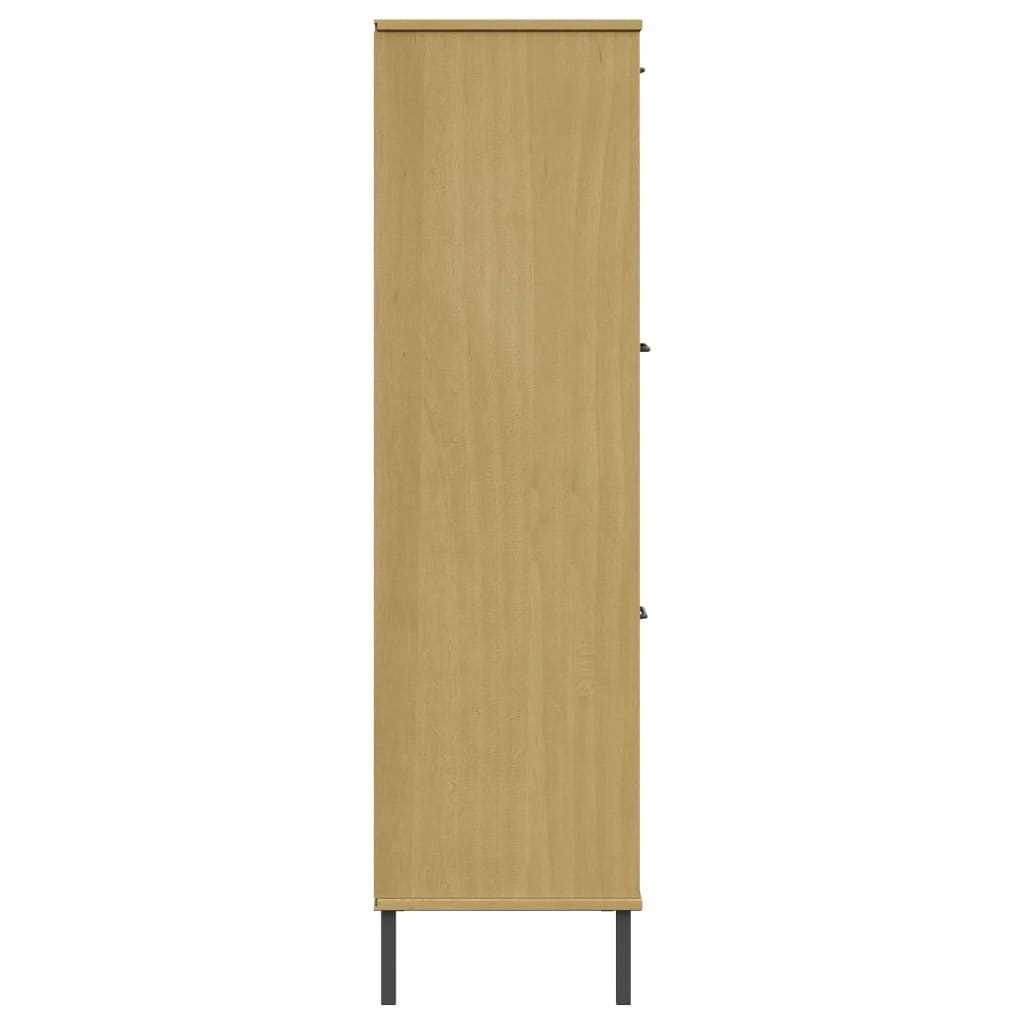 vidaXL Bücherregal OSLO Metallbeine Braun 90x35x128,5 cm Massivholz