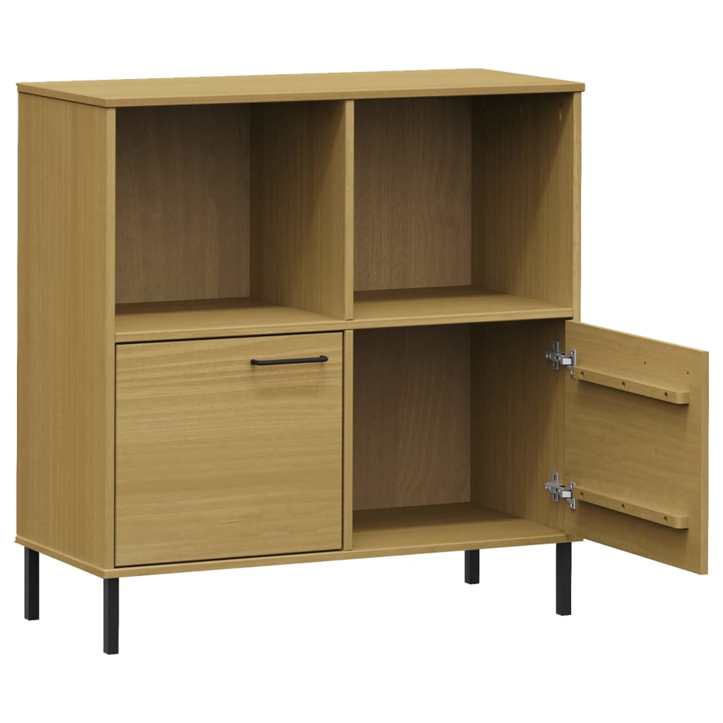 vidaXL Bücherregal OSLO mit Metallbeinen Braun 90x35x90,5cm Massivholz