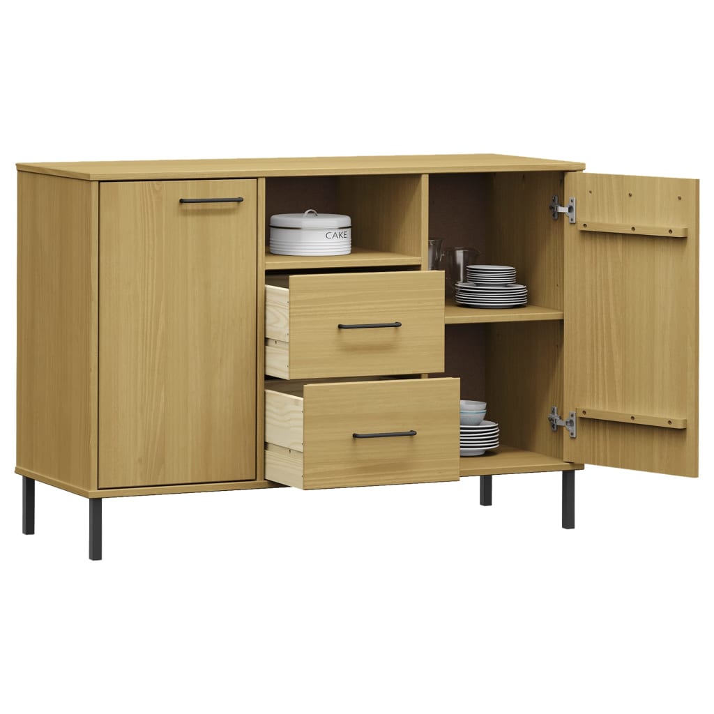 vidaXL Sideboard OSLO mit Metallbeinen Braun 113x40x77 cm Massivholz