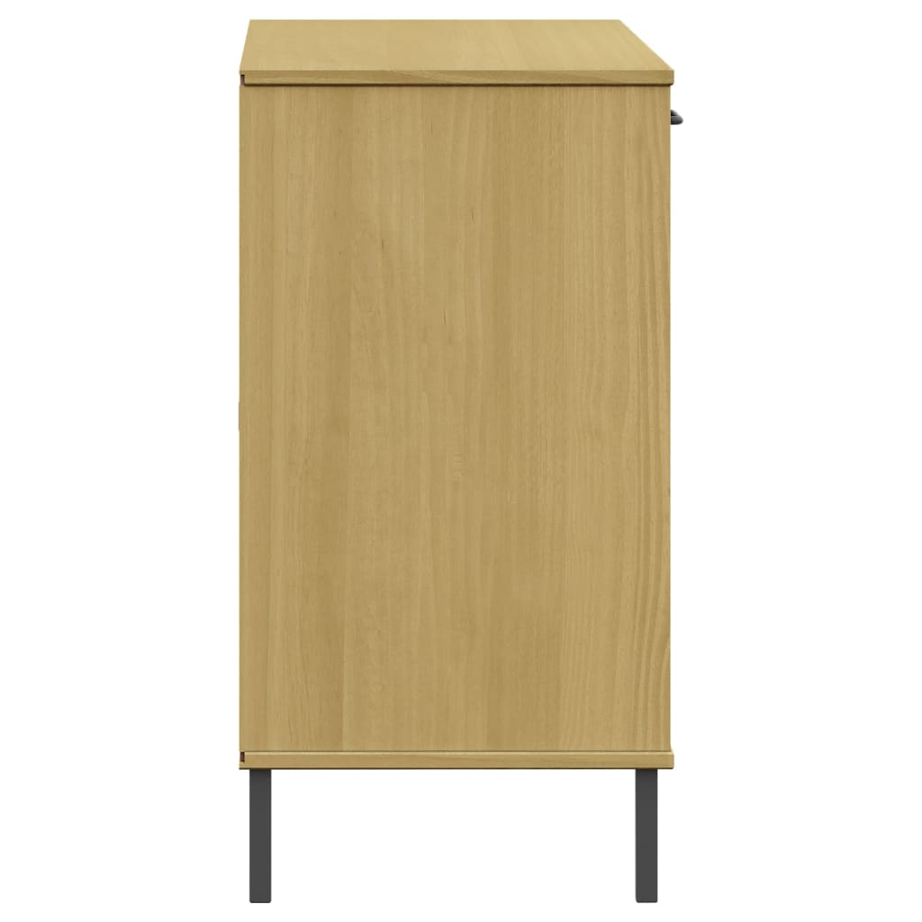 vidaXL Sideboard OSLO mit Metallbeinen Braun 113x40x77 cm Massivholz
