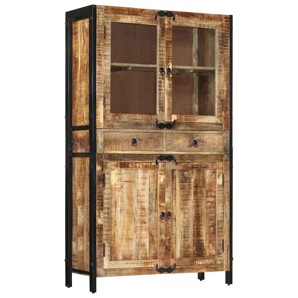 vidaXL Highboard 100x40x175 cm Massives Raues Mangoholz