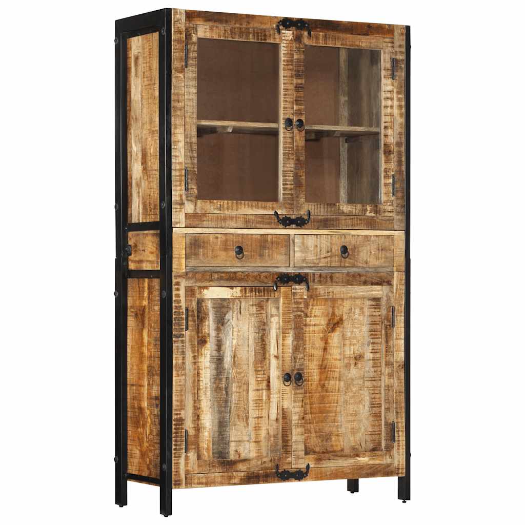 vidaXL Highboard 100x40x175 cm Massives Raues Mangoholz