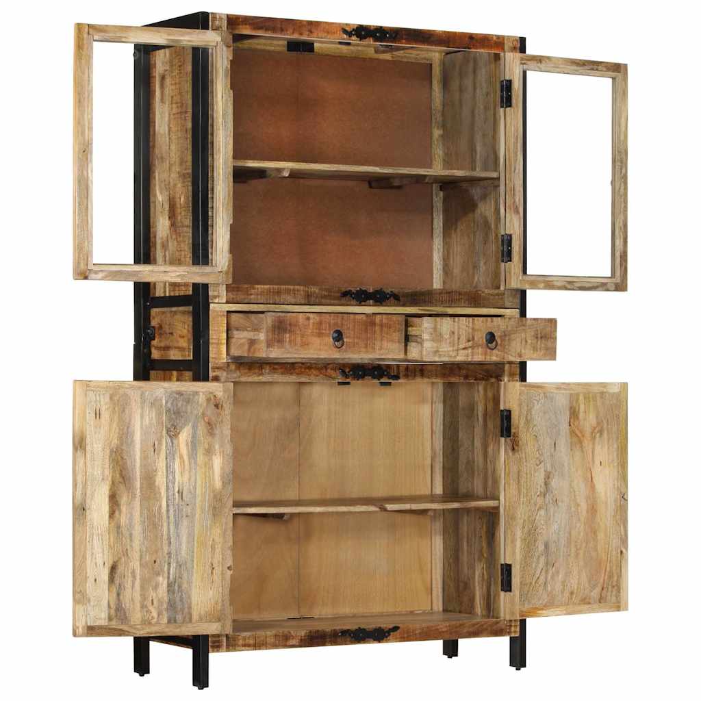 vidaXL Highboard 100x40x175 cm Massives Raues Mangoholz