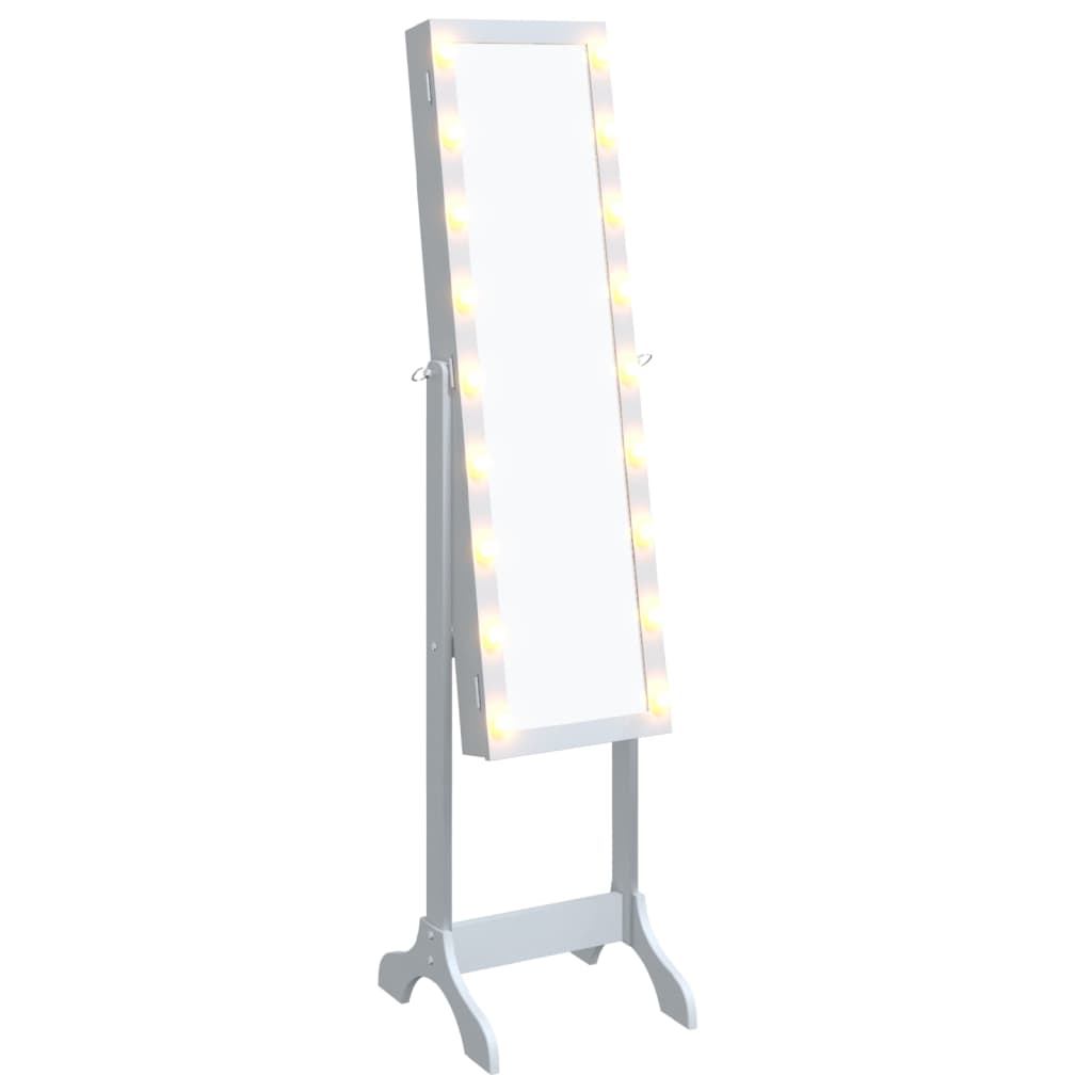 vidaXL Standspiegel mit LED Weiß 34x37x146 cm