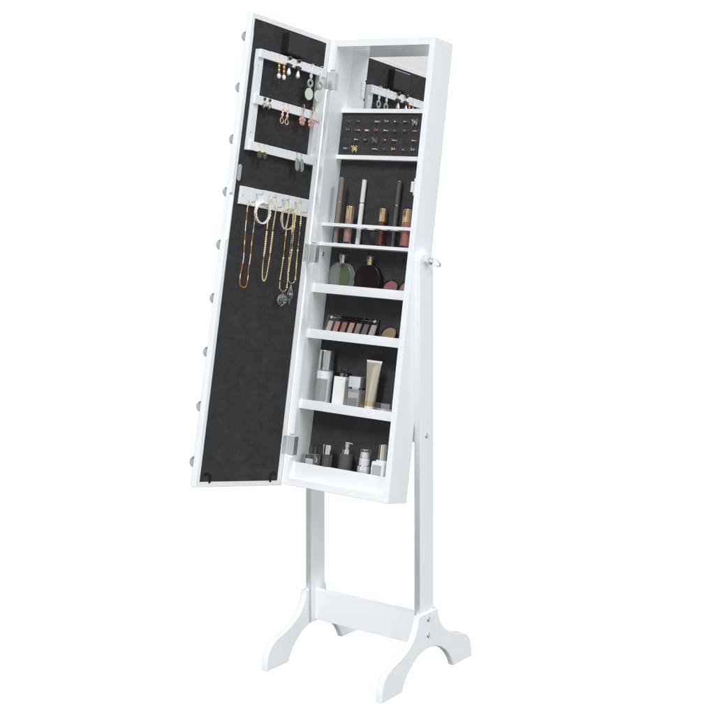 vidaXL Standspiegel mit LED Weiß 34x37x146 cm