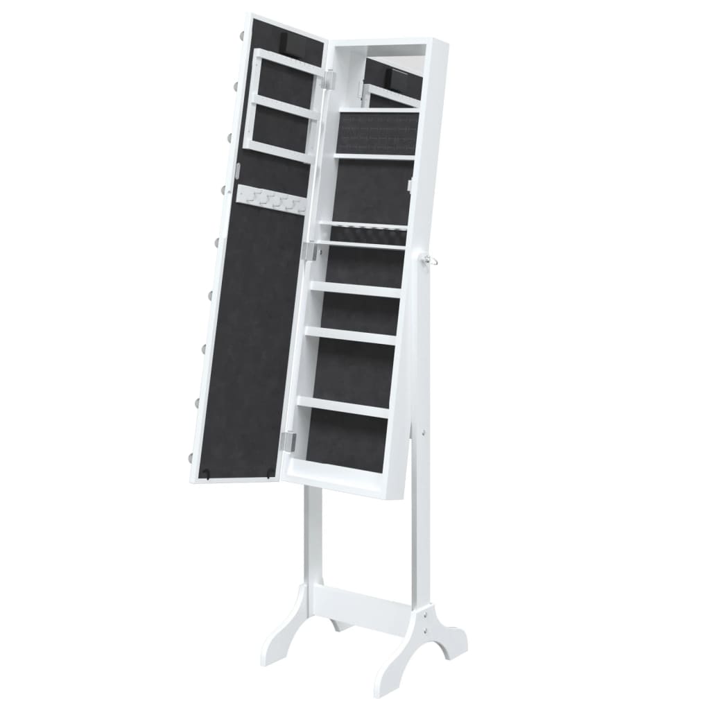 vidaXL Standspiegel mit LED Weiß 34x37x146 cm