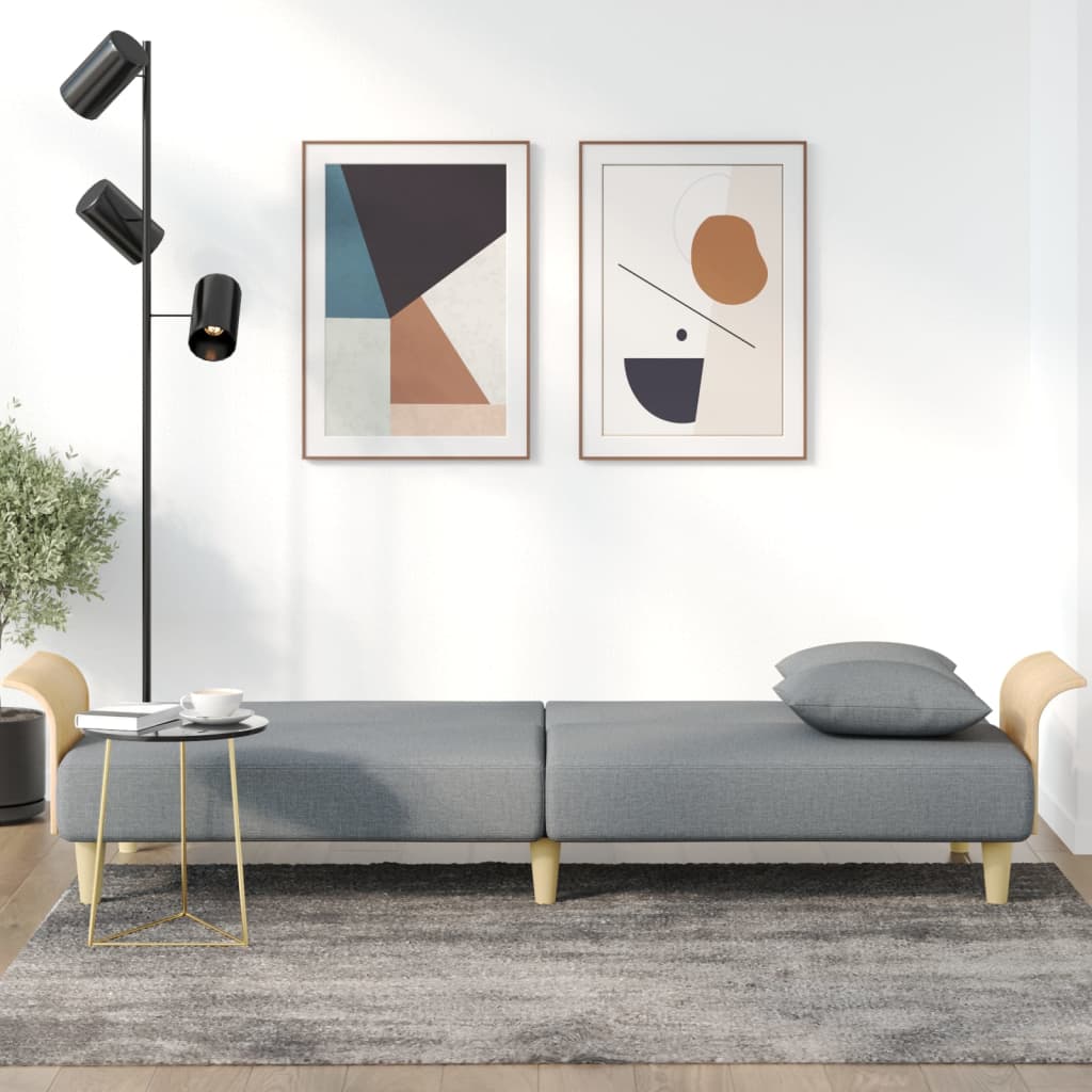 vidaXL Schlafsofa mit Armlehnen Hellgrau Stoff