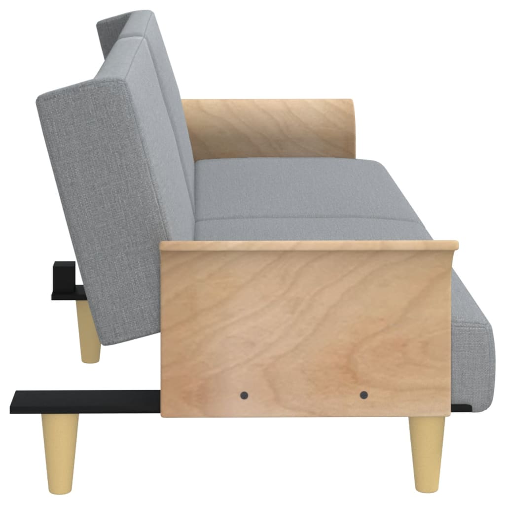 vidaXL Schlafsofa mit Armlehnen Hellgrau Stoff