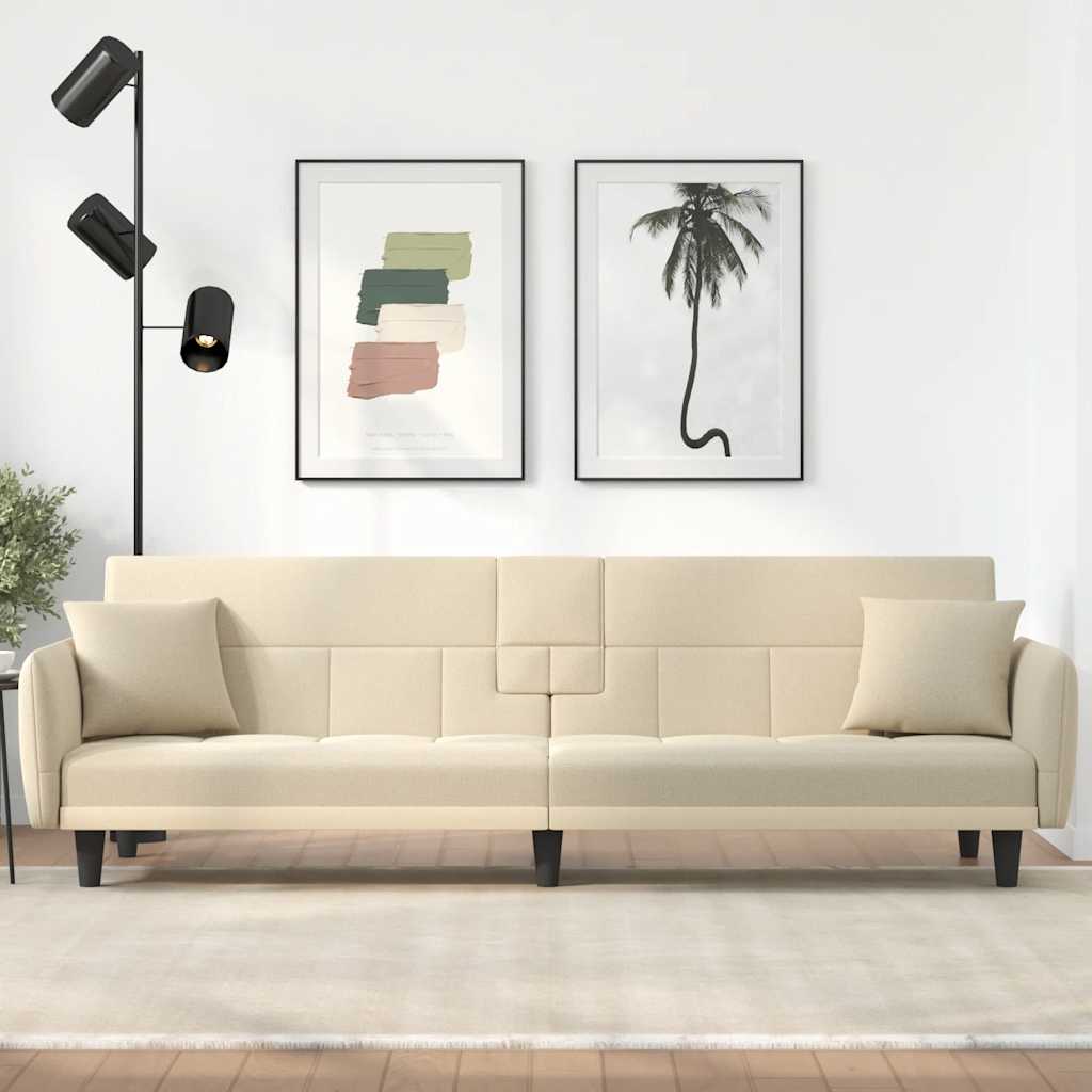 vidaXL Schlafsofa mit Getränkehaltern Hellgrau Stoff